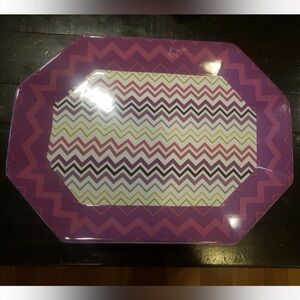 Rare MISSONI for Target Octagon Ceramic Serving Platter Purple Plate Chevron